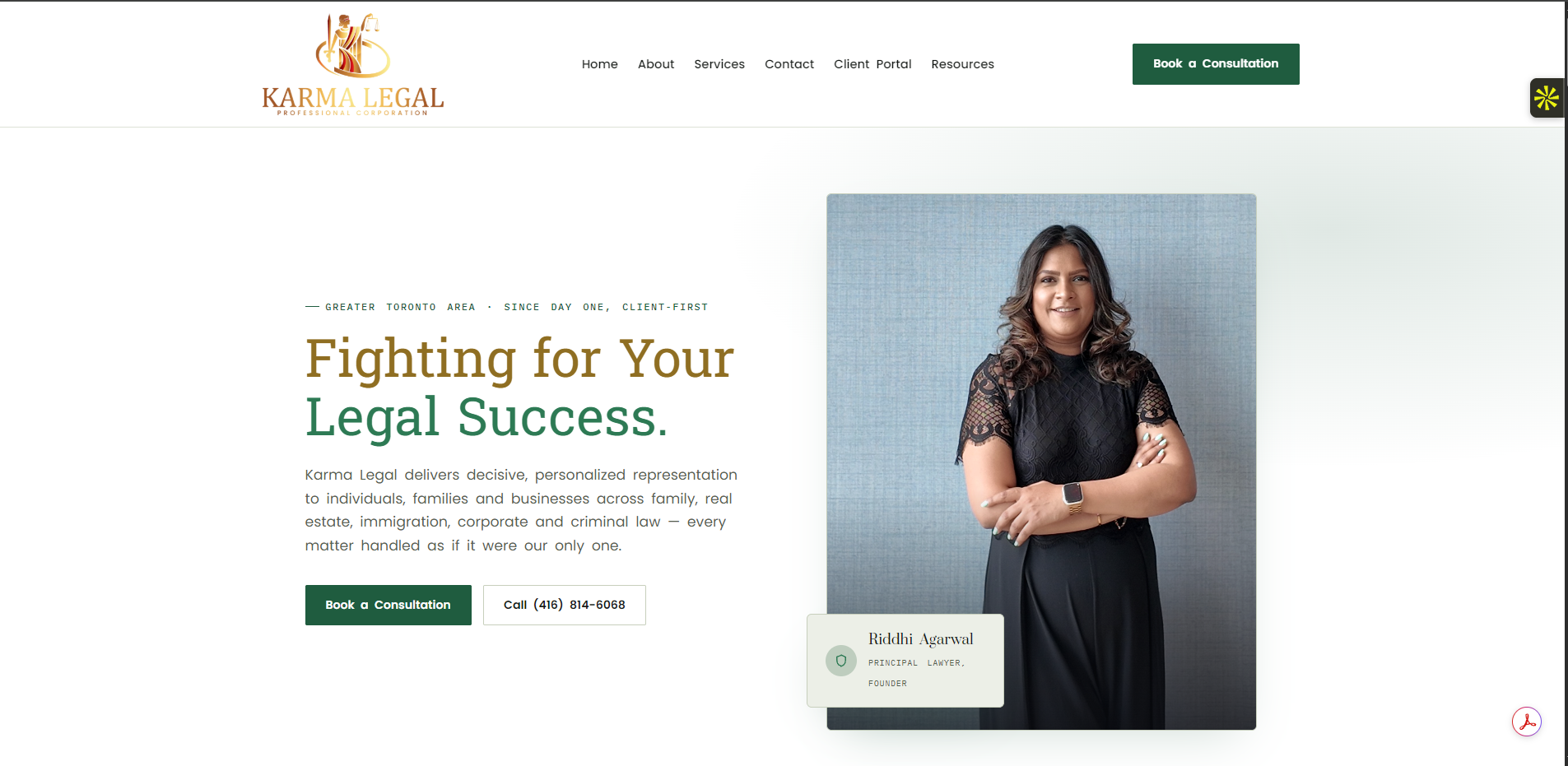 Karma Legal website homepage