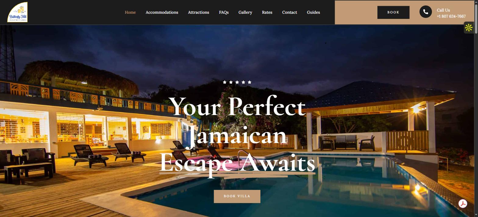 Butterfly Hill Villa website